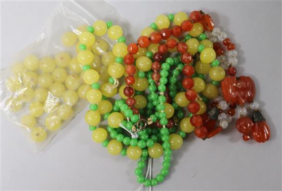 Assorted Chinese glass bead necklaces.